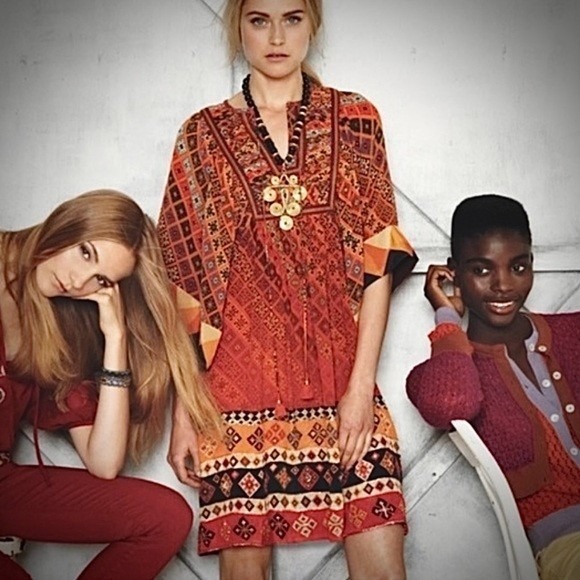 Anthropologie Tanvi Kedia Sumana Boho Tunic Shift Dress XS Rayon Indie Folk Chic - Picture 1 of 11